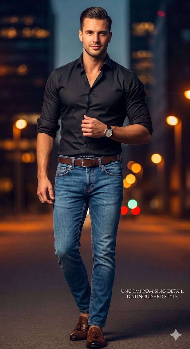 جينز رجالي Loro Piana Slim Fit – جودة عالية وأناقة يومية