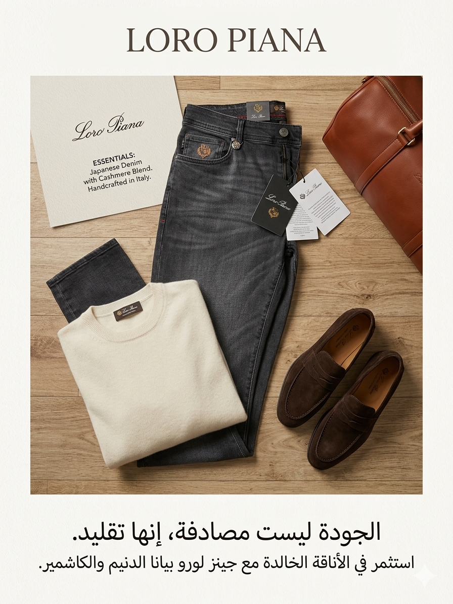 جينز رجالي Loro Piana Slim Fit – جودة عالية وأناقة يومية